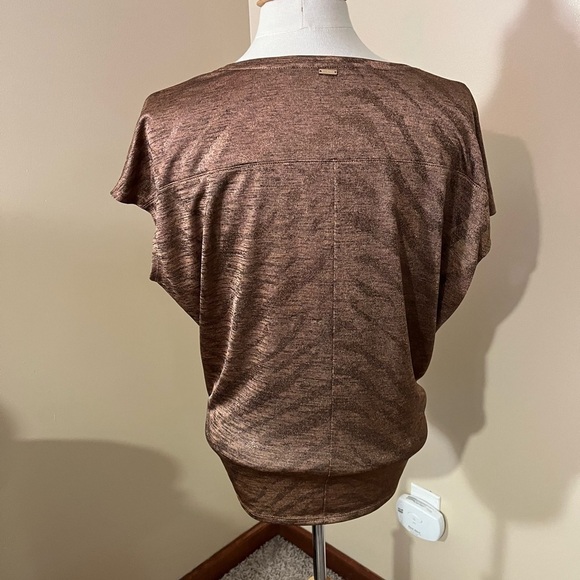 WHBM Bronze Zebra Print Short Sleeve V-Neck T-Shirt Sz S - Picture 3 of 6